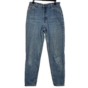 VTG Orange Tag Levis 951‎ Relaxed Tapered Womens 12 Long Denim Blue Jeans *Read